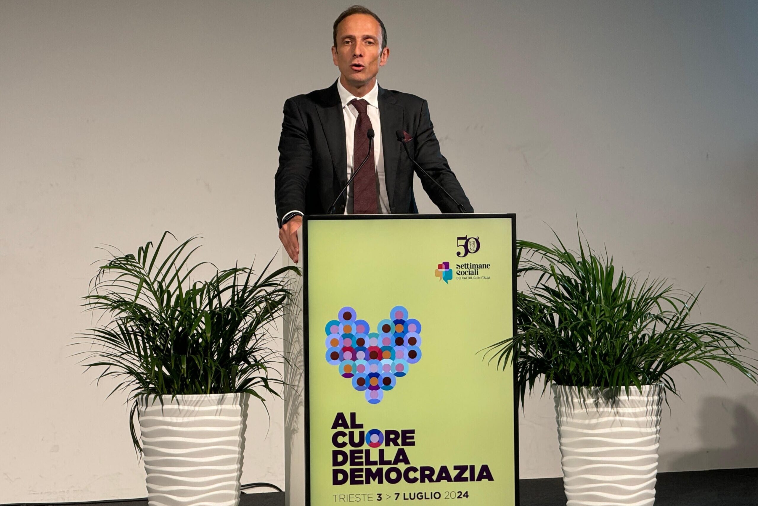 L'intervento del governatore del Friuli Venezia Giulia Massimiliano Fedriga