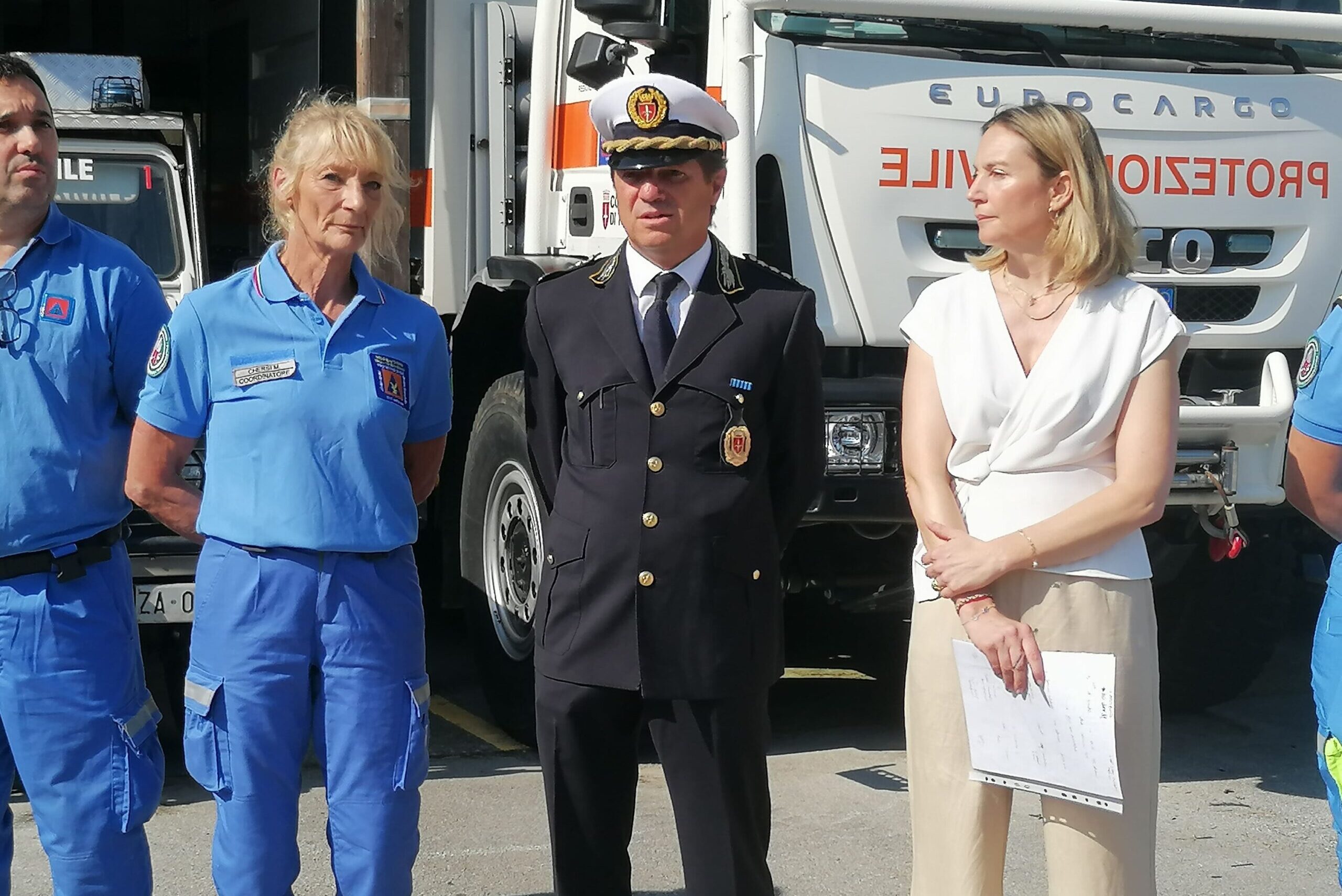 Milvia Chersi, Paolo Jerman e Caterina De Gavardo alla celebrazione dei 40 anni dei volontari della Protezione Civile