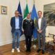 Da sinistra l'assessore Roberti, il comandante Migliozzi e il governatore Fedriga - Trieste: sicurezza al centro, incontro tra Fedriga e il nuovo comandante dei Carabinieri