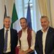 L'assessore Sergio Emidio Bini, il governatore Massimiliano Fedriga e il presidente nazionale di Federdistribuzione Carlo Alberto Buttarelli