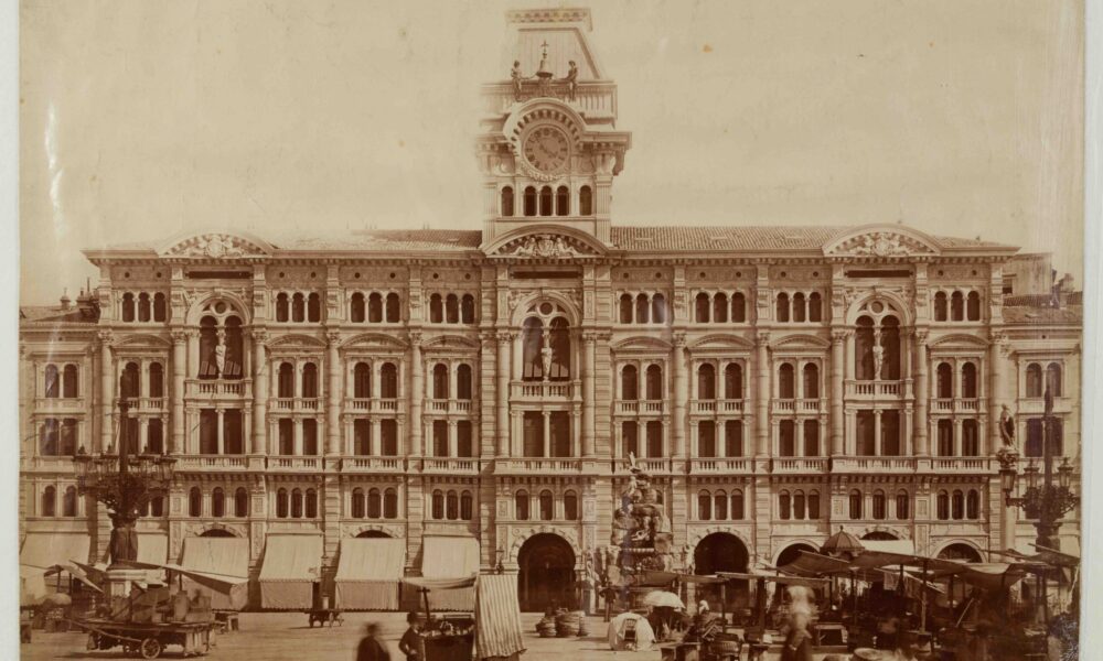 Giuseppe Wulz, Il Palazzo Municipale in un giorno di mercato, Trieste, ca. 1876