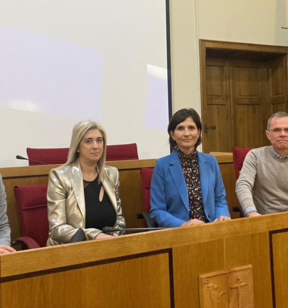 Da sinistra il direttore dell'Ater di Udine Lorenzo Puzzi, l'assessore regionale Cristina Amirante, il presidente dell'Ater Ud Vanessa Colosetti e il sindaco di Cervignano Andrea Balducci