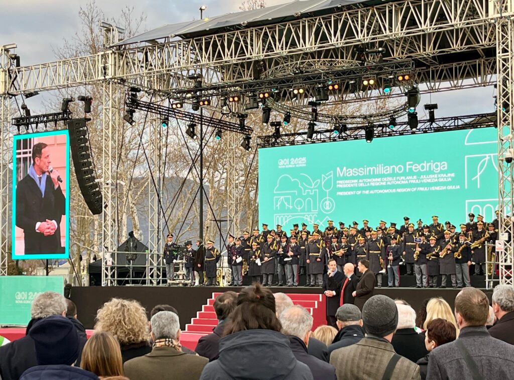 L'intervento del Governatore della Regione Massimiliano Fedriga durante la cerimonia di inaugurazione di Go!2025